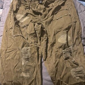 Ladies Distressed Tan Pants